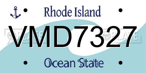 VMD7327 Rhode Island License Plate