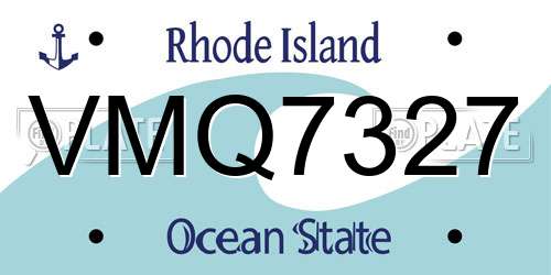 VMQ7327 Rhode Island License Plate