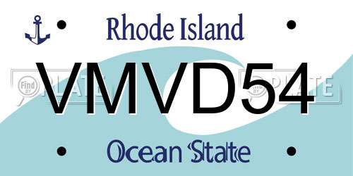 VMVD54 Rhode Island License Plate