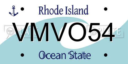 VMVO54 Rhode Island License Plate
