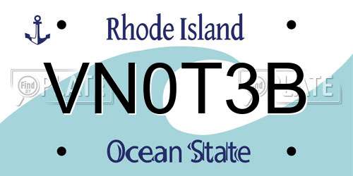 VN0T3B Rhode Island License Plate