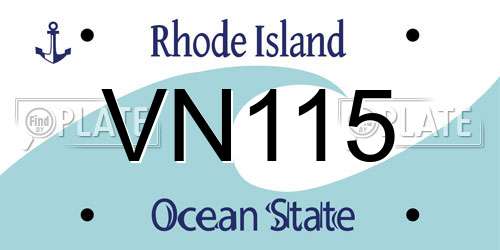 VN115 Rhode Island License Plate