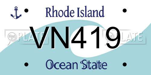 VN419 Rhode Island License Plate