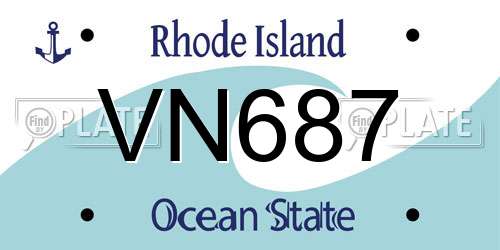 VN687 Rhode Island License Plate
