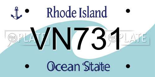 VN731 Rhode Island License Plate