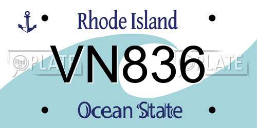 VN836 Rhode Island License Plate
