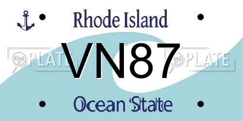 VN87 Rhode Island License Plate