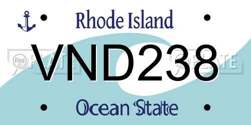 VND238 Rhode Island License Plate