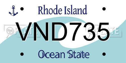 VND735 Rhode Island License Plate