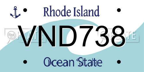VND738 Rhode Island License Plate