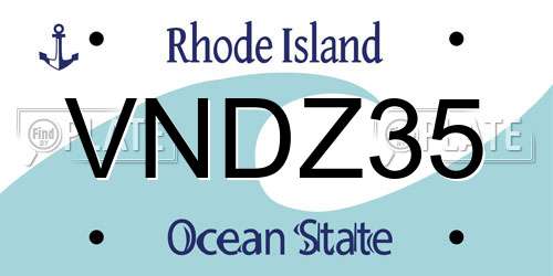 VNDZ35 Rhode Island License Plate