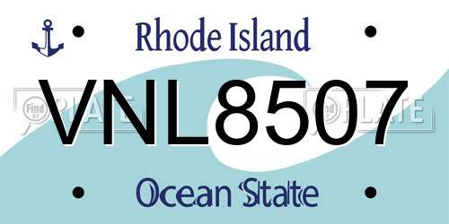 VNL8507 Rhode Island License Plate