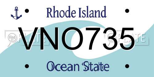 VNO735 Rhode Island License Plate