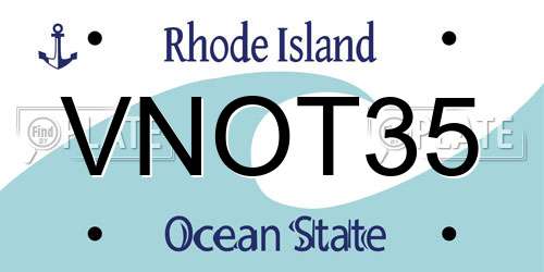 VNOT35 Rhode Island License Plate