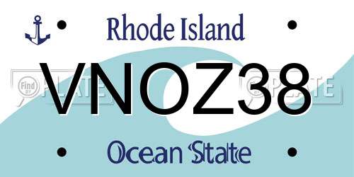 VNOZ38 Rhode Island License Plate