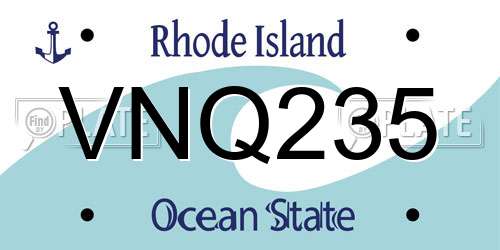 VNQ235 Rhode Island License Plate