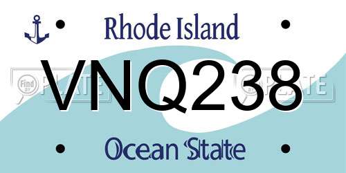VNQ238 Rhode Island License Plate