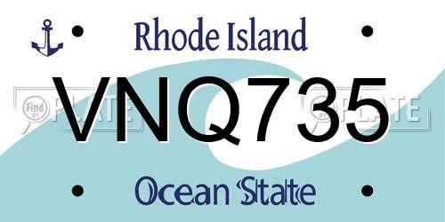 VNQ735 Rhode Island License Plate