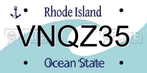 VNQZ35 Rhode Island License Plate