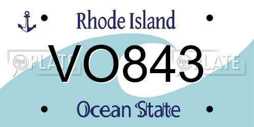 VO843 Rhode Island License Plate