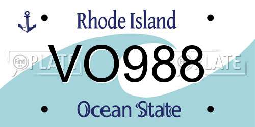 VO988 Rhode Island License Plate