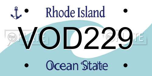 VOD229 Rhode Island License Plate