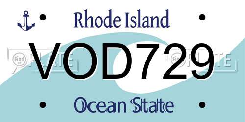 VOD729 Rhode Island License Plate