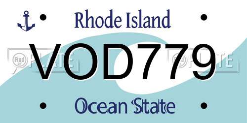 VOD779 Rhode Island License Plate