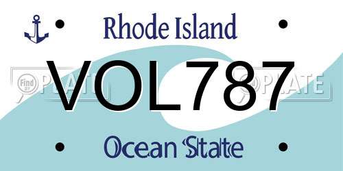 VOL787 Rhode Island License Plate