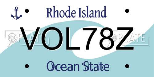 VOL78Z Rhode Island License Plate