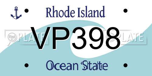 VP398 Rhode Island License Plate