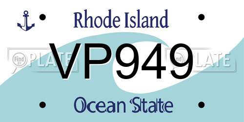 VP949 Rhode Island License Plate