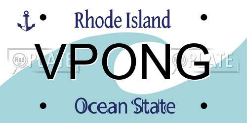 VPONG Rhode Island License Plate