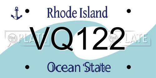 VQ122 Rhode Island License Plate