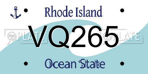 VQ265 Rhode Island License Plate
