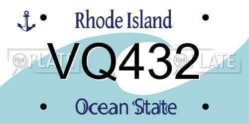 VQ432 Rhode Island License Plate