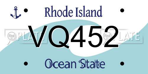 VQ452 Rhode Island License Plate
