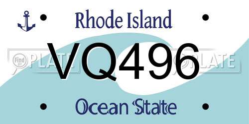 VQ496 Rhode Island License Plate