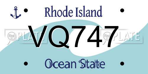 VQ747 Rhode Island License Plate