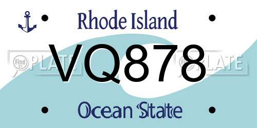 VQ878 Rhode Island License Plate