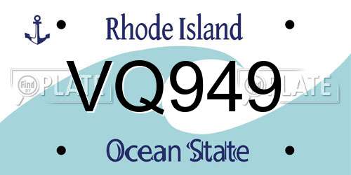 VQ949 Rhode Island License Plate