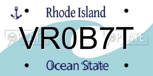 VR0B7T Rhode Island License Plate