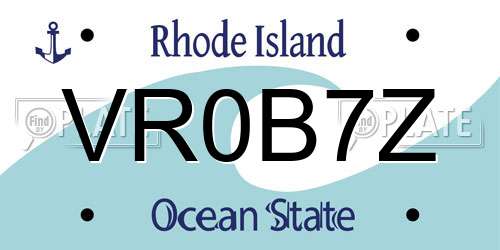 VR0B7Z Rhode Island License Plate