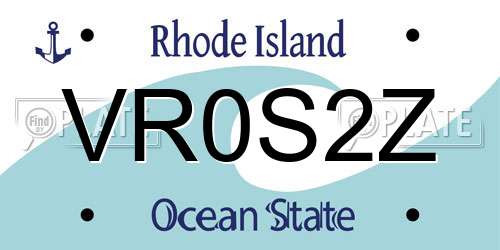 VR0S2Z Rhode Island License Plate