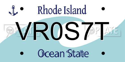 VR0S7T Rhode Island License Plate