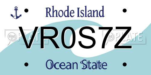 VR0S7Z Rhode Island License Plate