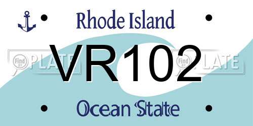 VR102 Rhode Island License Plate