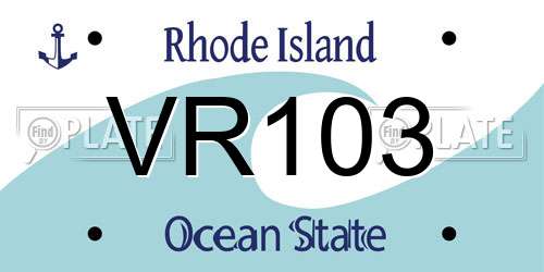 VR103 Rhode Island License Plate