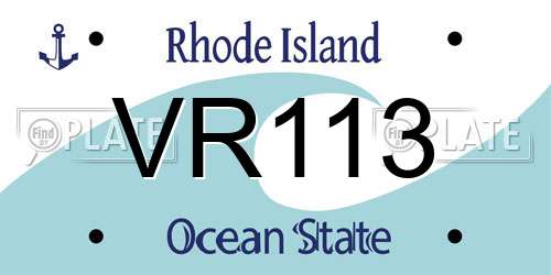 VR113 Rhode Island License Plate