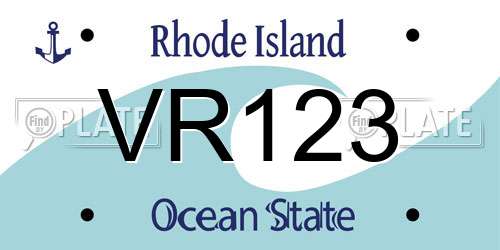 VR123 Rhode Island License Plate